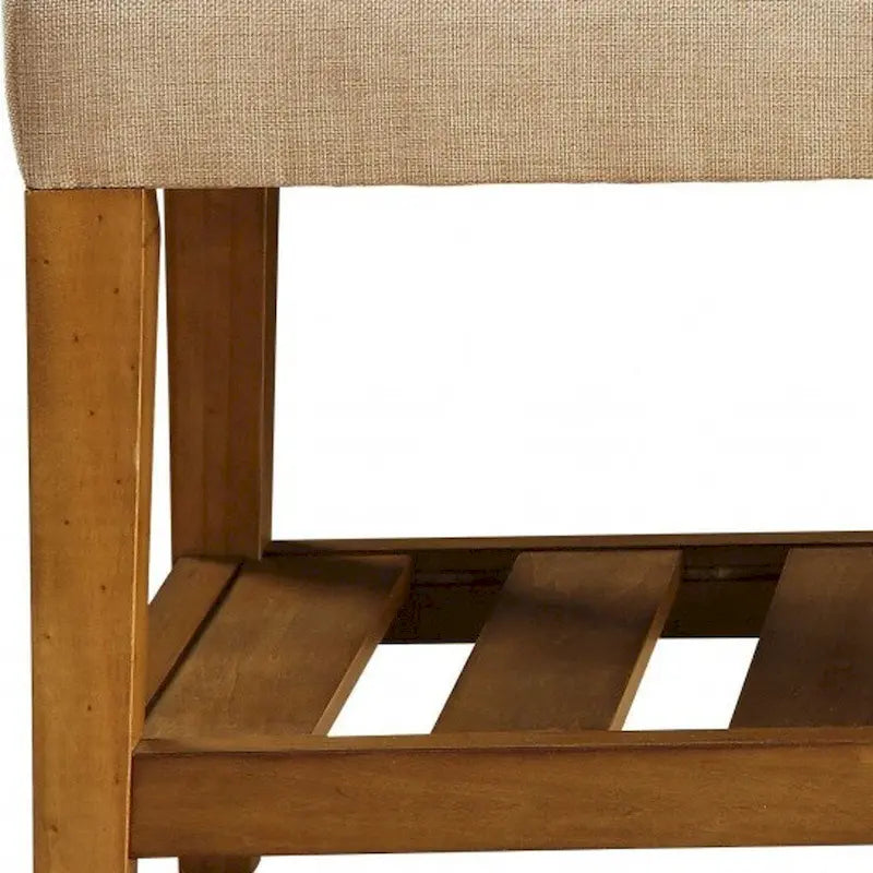 Panca HomeRoots 40" in Poliestere Imbottito Beige e Marrone con Ripiani