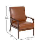 Poltrona Mid-Century Moderna con Struttura in Legno e Cuscini in Ecopelle