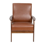 Poltrona Mid-Century Moderna con Struttura in Legno e Cuscini in Ecopelle