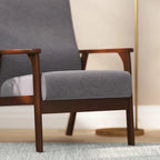Poltrona Mid-Century Moderna con Struttura in Legno e Cuscini in Ecopelle