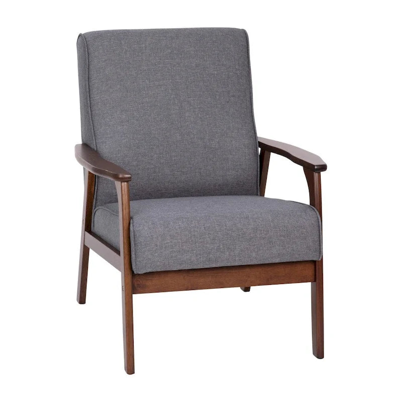 Poltrona Mid-Century Moderna con Struttura in Legno e Cuscini in Ecopelle