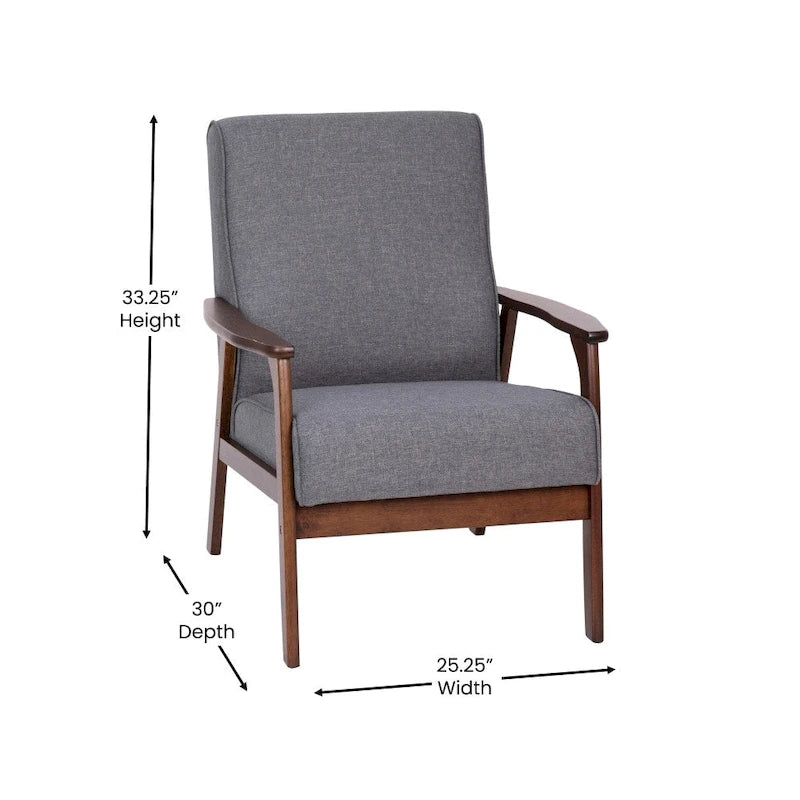 Poltrona Mid-Century Moderna con Struttura in Legno e Cuscini in Ecopelle