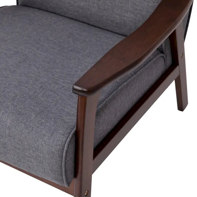 Poltrona Mid-Century Moderna con Struttura in Legno e Cuscini in Ecopelle