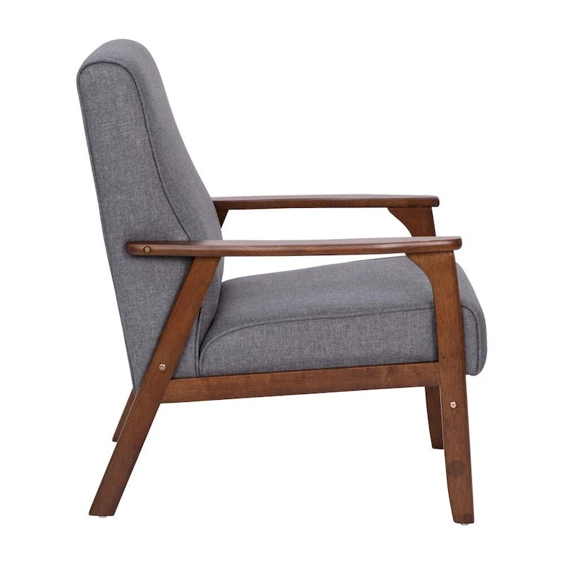 Poltrona Mid-Century Moderna con Struttura in Legno e Cuscini in Ecopelle