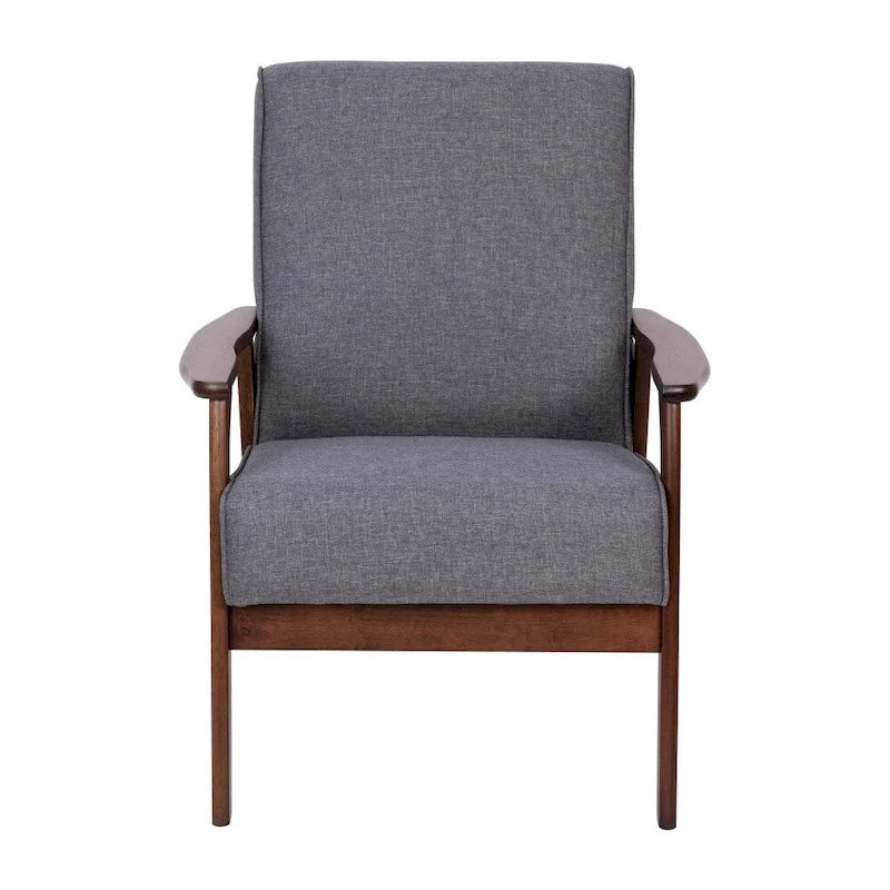 Poltrona Mid-Century Moderna con Struttura in Legno e Cuscini in Ecopelle