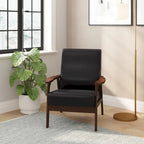 Poltrona Mid-Century Moderna con Struttura in Legno e Cuscini in Ecopelle