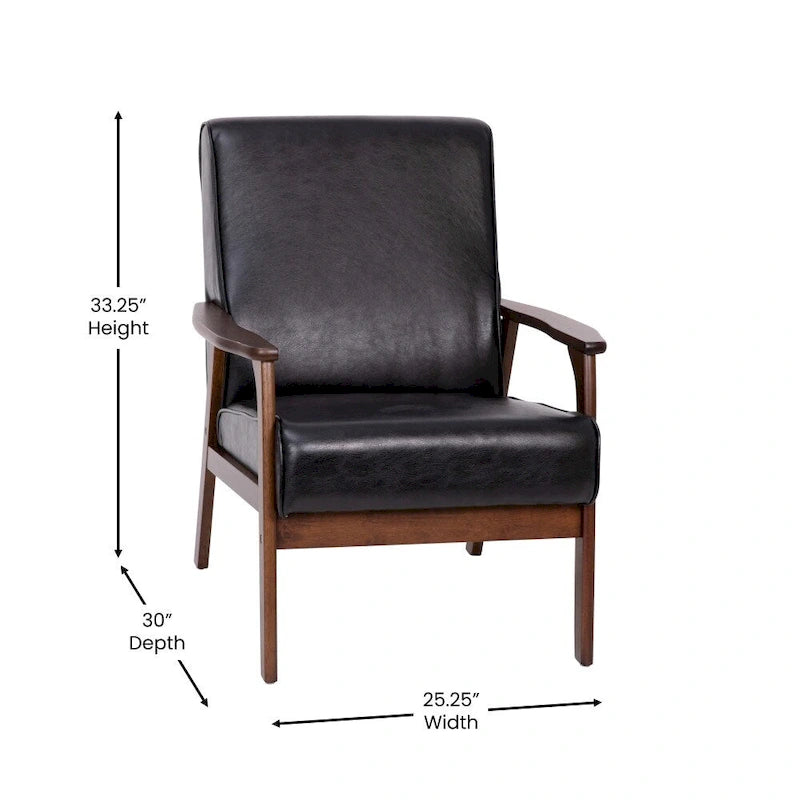 Poltrona Mid-Century Moderna con Struttura in Legno e Cuscini in Ecopelle