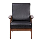 Poltrona Mid-Century Moderna con Struttura in Legno e Cuscini in Ecopelle