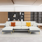 Ouyessir Divano componibile a U a 4 posti con doppia chaise longue
