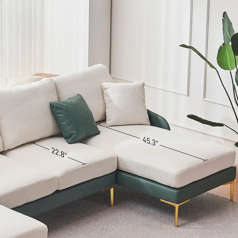 Ouyessir Divano componibile a U a 4 posti con doppia chaise longue