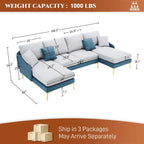 Ouyessir Divano componibile a U a 4 posti con doppia chaise longue
