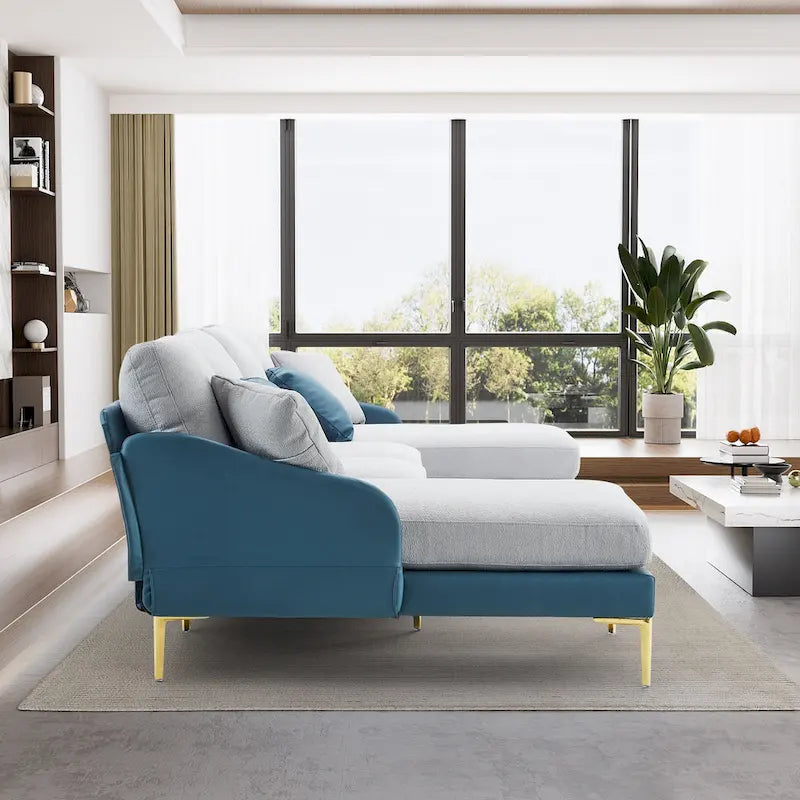 Ouyessir Divano componibile a U a 4 posti con doppia chaise longue