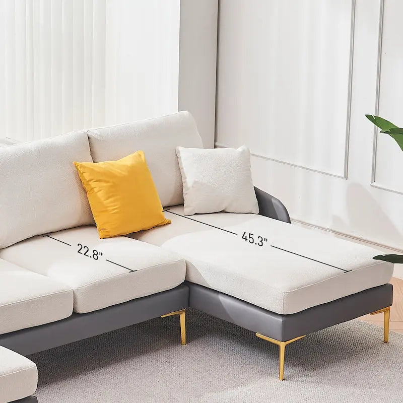 Ouyessir Divano componibile a U a 4 posti con doppia chaise longue