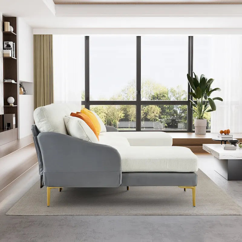 Ouyessir Divano componibile a U a 4 posti con doppia chaise longue