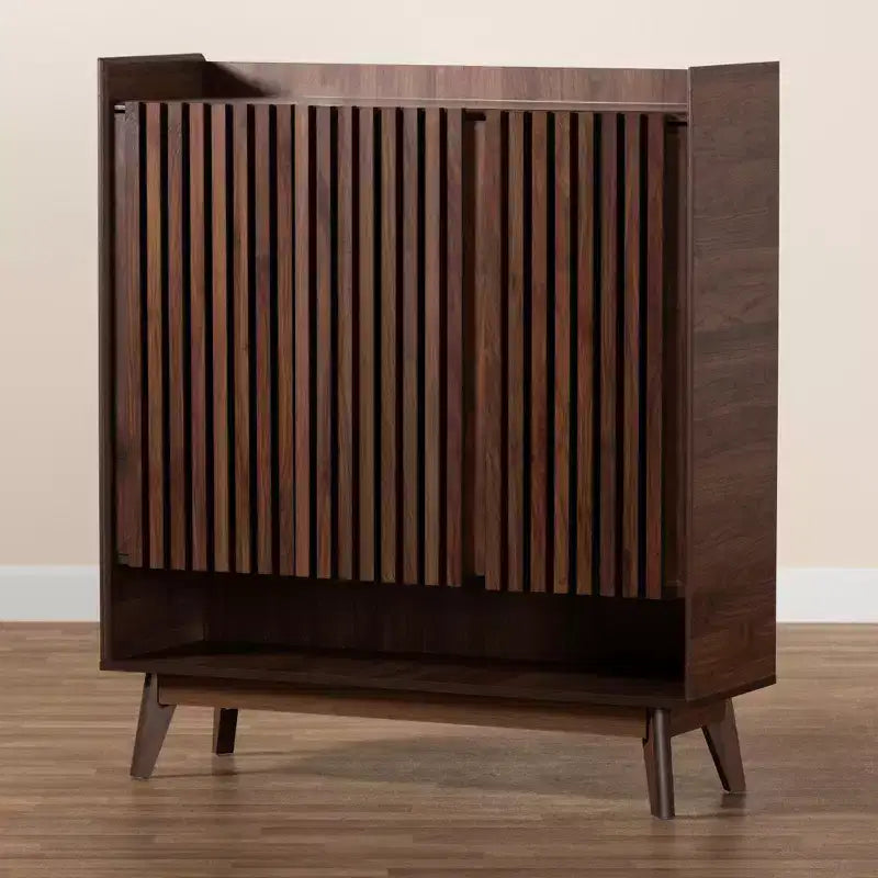Scarpiera Delaire in Legno Finitura Noce Marrone Stile Moderno Mid-Century