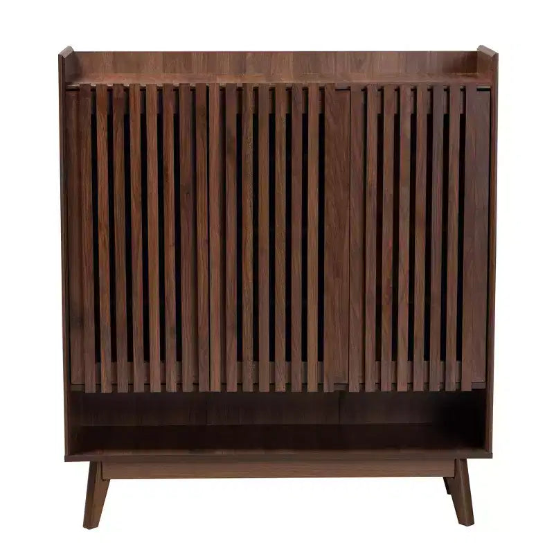 Scarpiera Delaire in Legno Finitura Noce Marrone Stile Moderno Mid-Century