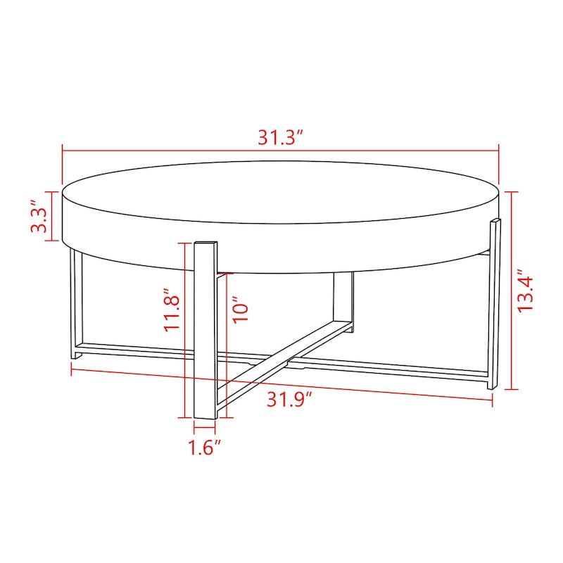 Tavolino rotondo 31W con piano in legno di abete e struttura in metallo
