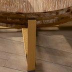Tavolino rotondo 31W con piano in legno di abete e struttura in metallo