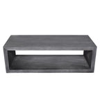 Tavolino da caffè in legno Keli da 58 pollici a forma di cubo con ripiano inferiore aperto, grigio antracite