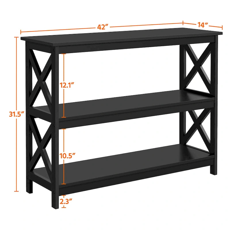 Yaheetech Consolle da Ingresso in Legno a 3 Ripiani Design X