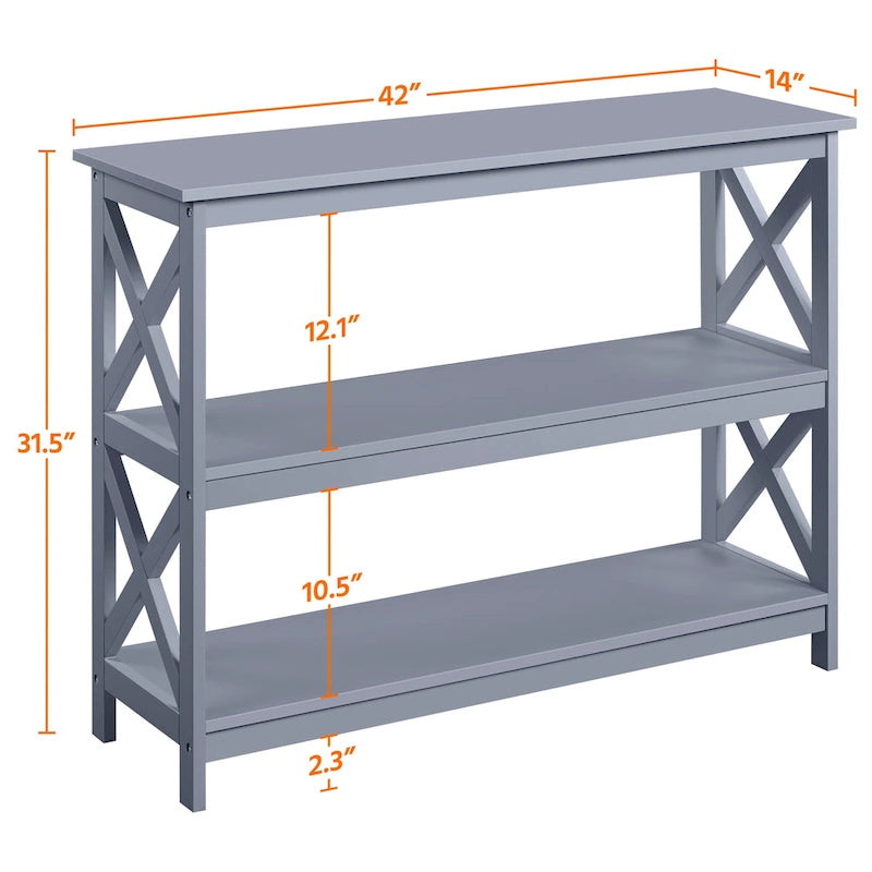 Yaheetech Consolle da Ingresso in Legno a 3 Ripiani Design X