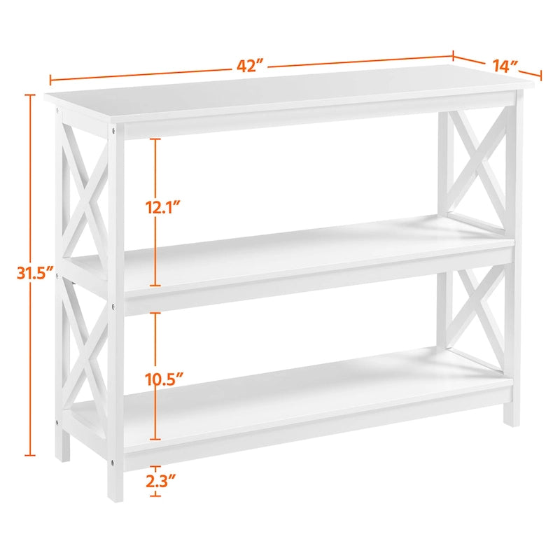 Yaheetech Consolle da Ingresso in Legno a 3 Ripiani Design X