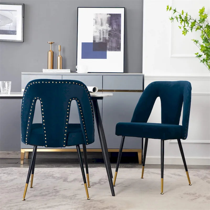 Set di 2 sedie da pranzo contemporanee imbottite in velluto Clihome