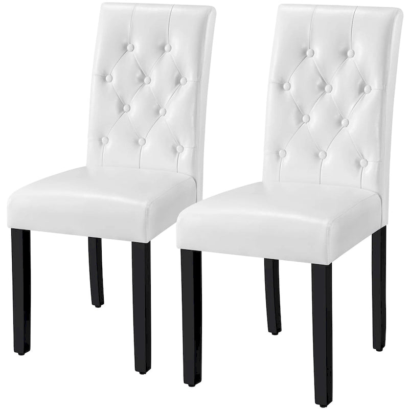 Yaheetech Sedia da Pranzo Imbottita con Bottoni e Gambe in Legno Massello, Set da 2 - Set da 2
