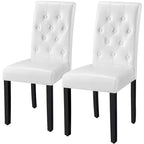 Yaheetech Sedia da Pranzo Imbottita con Bottoni e Gambe in Legno Massello, Set da 2 - Set da 2