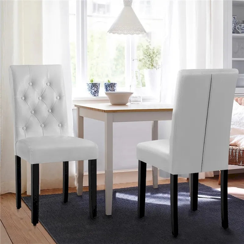 Yaheetech Sedia da Pranzo Imbottita con Bottoni e Gambe in Legno Massello, Set da 2 - Set da 2