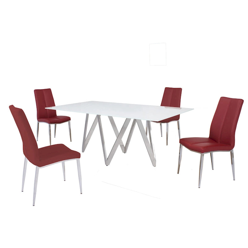 Somette Alyssa Starphire White - Set sala da pranzo da 5 pezzi