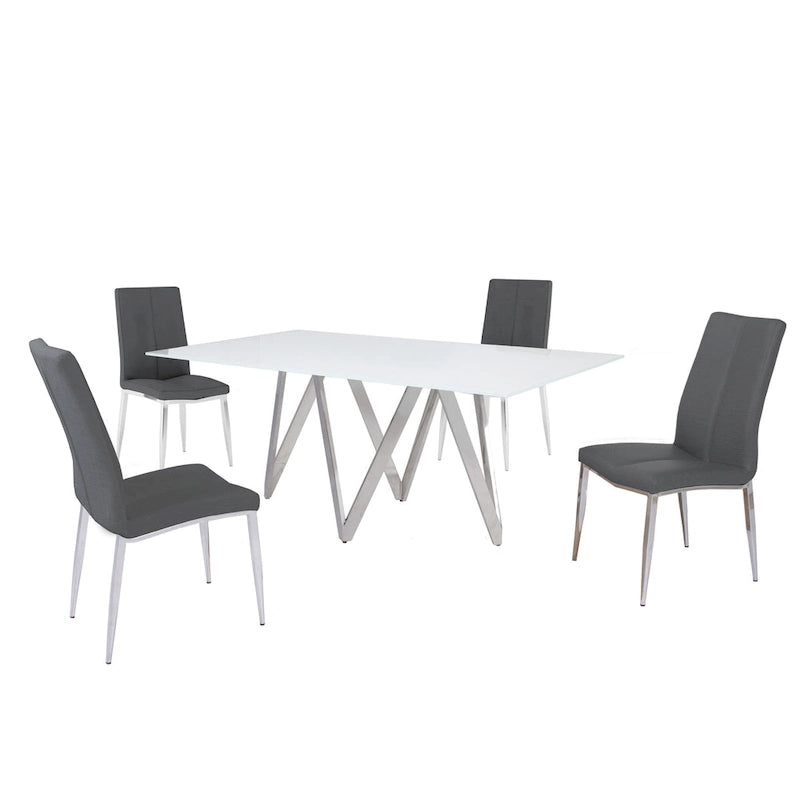 Somette Alyssa Starphire White - Set sala da pranzo da 5 pezzi