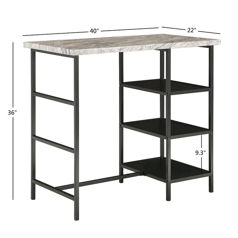 Set da pranzo 3 pezzi Ainsley con piano ad effetto marmo ad altezza bancone di iNSPIRE Q Modern