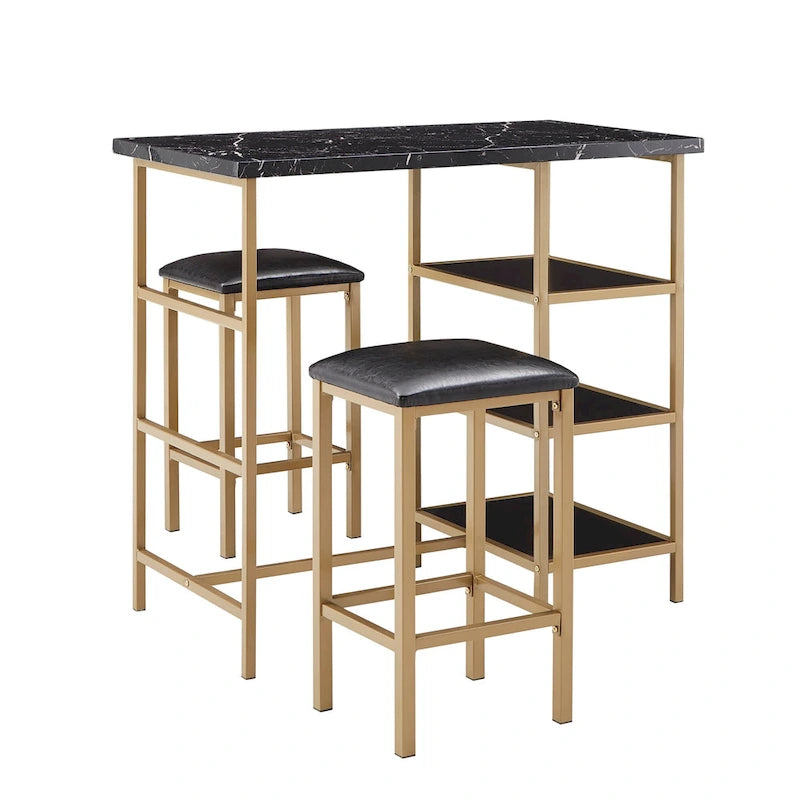 Set da pranzo 3 pezzi Ainsley con piano ad effetto marmo ad altezza bancone di iNSPIRE Q Modern