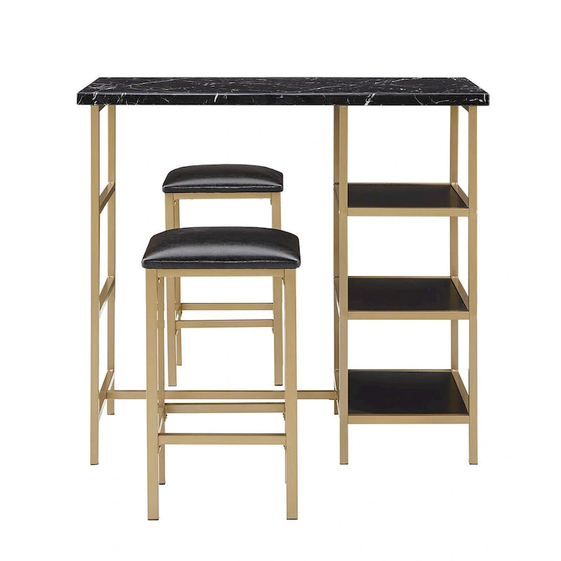 Set da pranzo 3 pezzi Ainsley con piano ad effetto marmo ad altezza bancone di iNSPIRE Q Modern