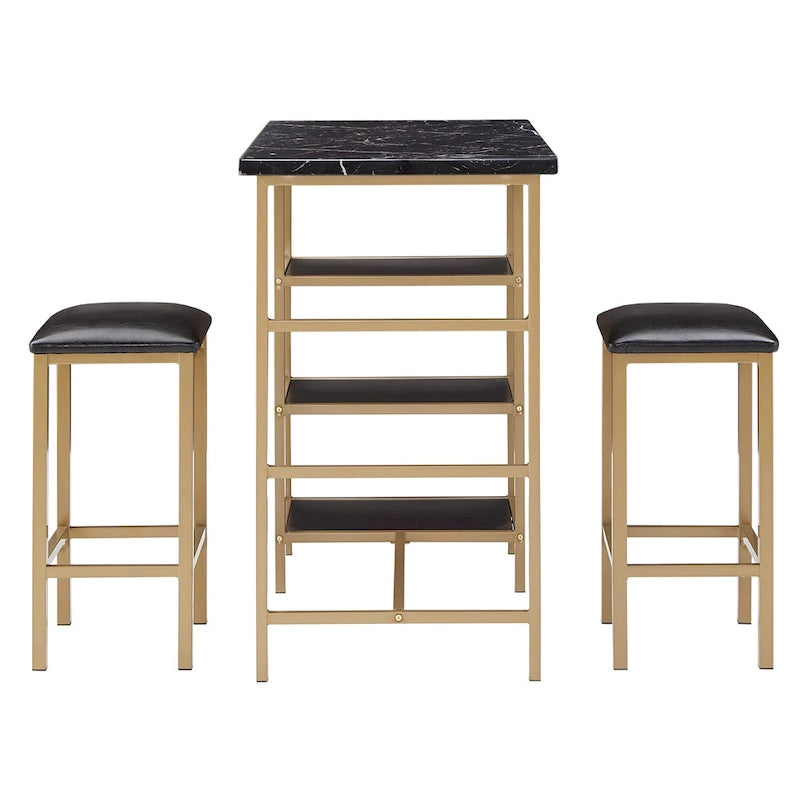 Set da pranzo 3 pezzi Ainsley con piano ad effetto marmo ad altezza bancone di iNSPIRE Q Modern