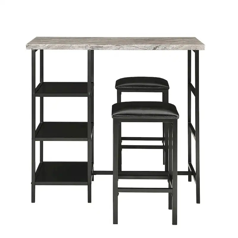 Set da pranzo 3 pezzi Ainsley con piano ad effetto marmo ad altezza bancone di iNSPIRE Q Modern