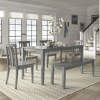 Set da pranzo rettangolare grigio antico Wilmington II da 60 pollici di iNSPIRE Q Classic