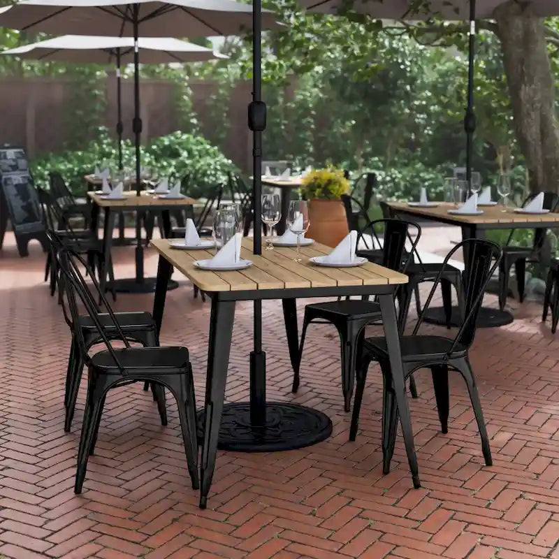 Tavolo Commerciale da Ristorante in Poliresina 30x60 con Foro per Ombrellone - 30 L x 60 P x 30 H