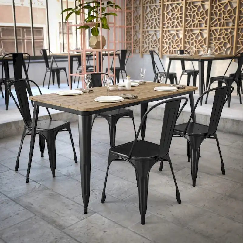 Tavolo Commerciale da Ristorante in Poliresina 30x60 con Foro per Ombrellone - 30 L x 60 P x 30 H