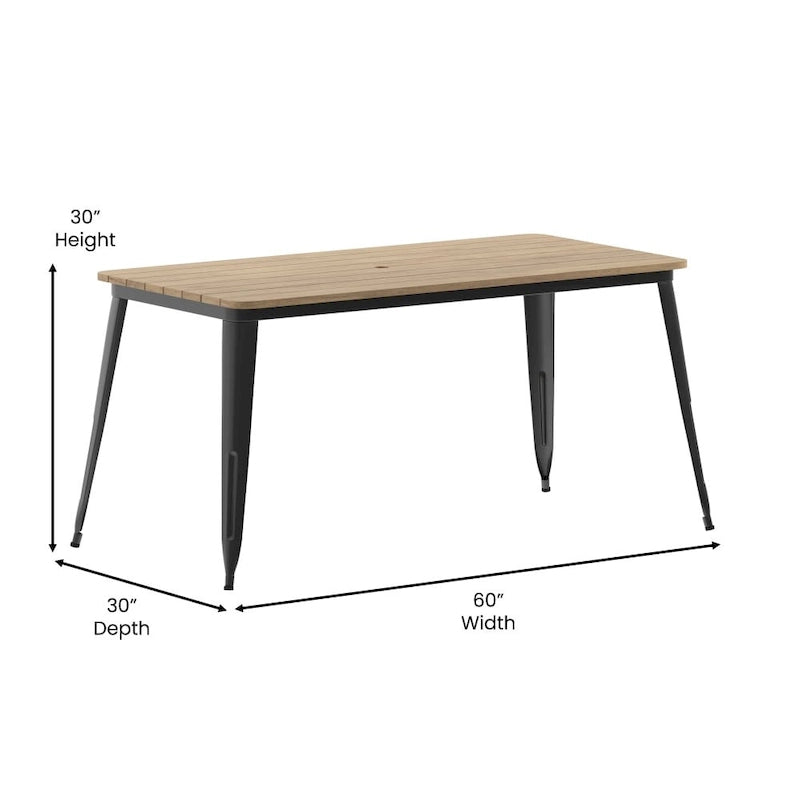 Tavolo Commerciale da Ristorante in Poliresina 30x60 con Foro per Ombrellone - 30 L x 60 P x 30 H