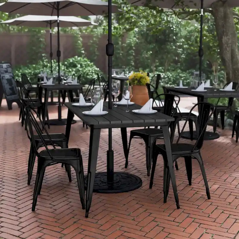 Tavolo Commerciale da Ristorante in Poliresina 30x60 con Foro per Ombrellone - 30 L x 60 P x 30 H