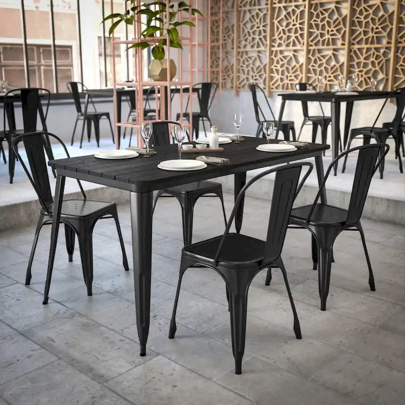 Tavolo Commerciale da Ristorante in Poliresina 30x60 con Foro per Ombrellone - 30 L x 60 P x 30 H