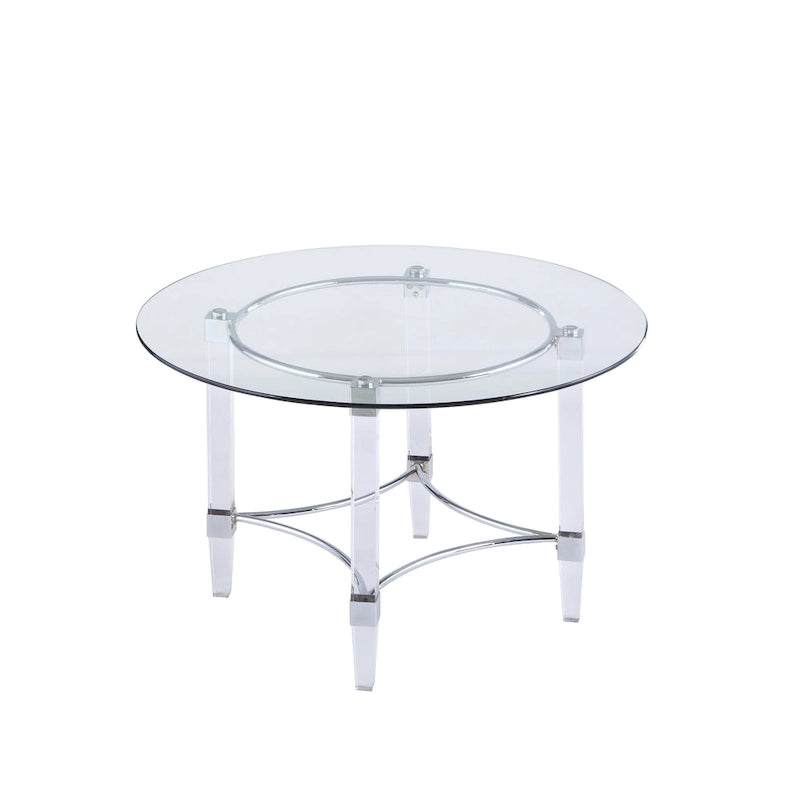 Somette Ridley Gold Set da pranzo rotondo da 5 pezzi in vetro/acrilico con sedie nere