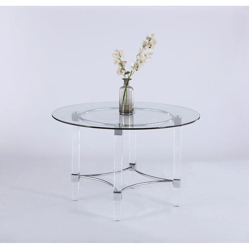Somette Ridley Gold Set da pranzo rotondo da 5 pezzi in vetro/acrilico con sedie nere