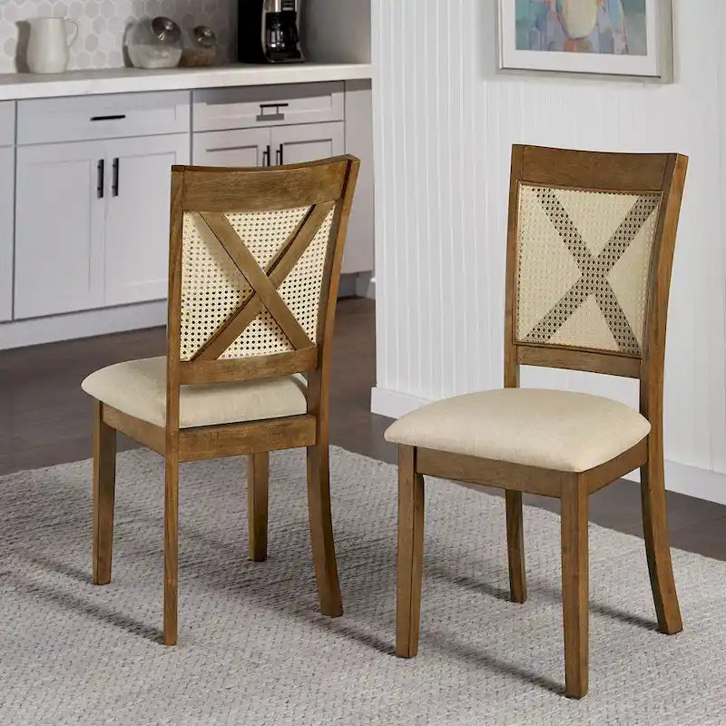 Sedia da pranzo Plaga X-Back con accento in rattan (set da 2) di iNSPIRE Q Classic - Sedia da pranzo