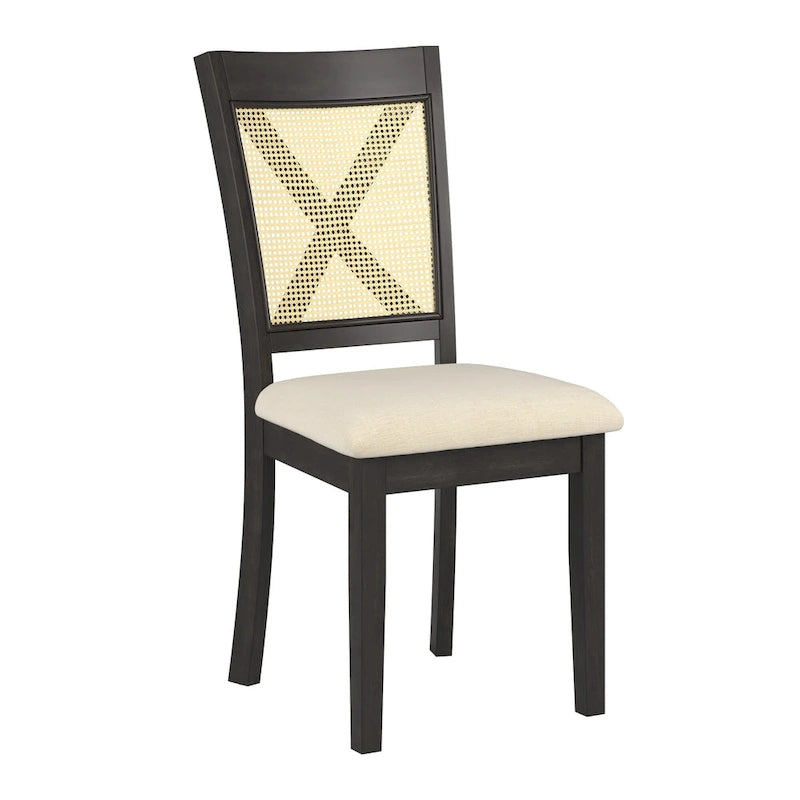 Sedia da pranzo Plaga X-Back con accento in rattan (set da 2) di iNSPIRE Q Classic - Sedia da pranzo