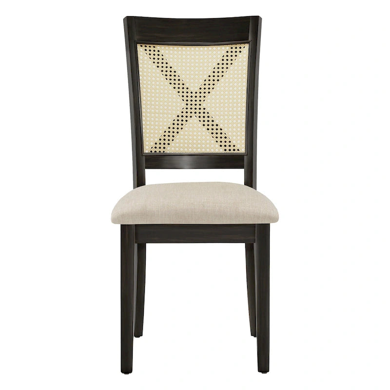 Sedia da pranzo Plaga X-Back con accento in rattan (set da 2) di iNSPIRE Q Classic - Sedia da pranzo