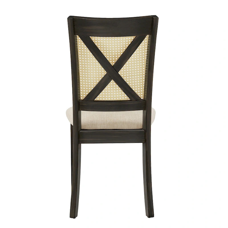 Sedia da pranzo Plaga X-Back con accento in rattan (set da 2) di iNSPIRE Q Classic - Sedia da pranzo