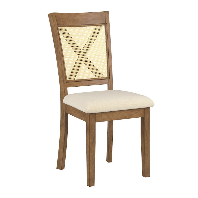 Sedia da pranzo Plaga X-Back con accento in rattan (set da 2) di iNSPIRE Q Classic - Sedia da pranzo